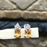 Natural 1.5ct Golden Citrine 925 Solid Sterling Silver Earrings 10mm - Natural Rocks by Kala