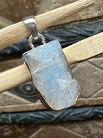 Natural Rainbow Moonstone 925 Solid Sterling Silver Unisex Pendant 35mm - Natural Rocks by Kala