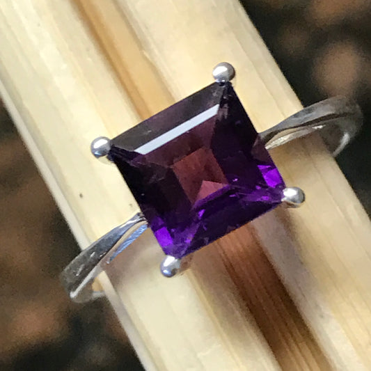 Genuine 1.5ct Purple Amethyst 925 Solid Sterling Silver Engagement Ring Size 6, 7, 8, 9 - Natural Rocks by Kala