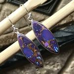 Gorgeous Purple Copper Turquoise 925 Solid Sterling Silver Earrings 35mm - Natural Rocks by Kala
