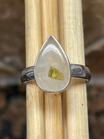 Genuine Green Tourmaline In Quartz Cab Ring Size 8 - Natural Rocks by Kala