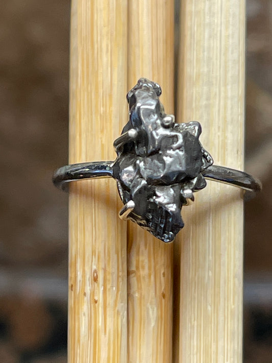 Natural Meteorite Campo Del Cielo 925 Solid Sterling Silver Ring Size 7.25 - Natural Rocks by Kala