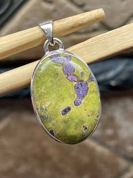 Natural Stichtite Cabochan 925 Solid Sterling Silver Pendant 32mm - Natural Rocks by Kala