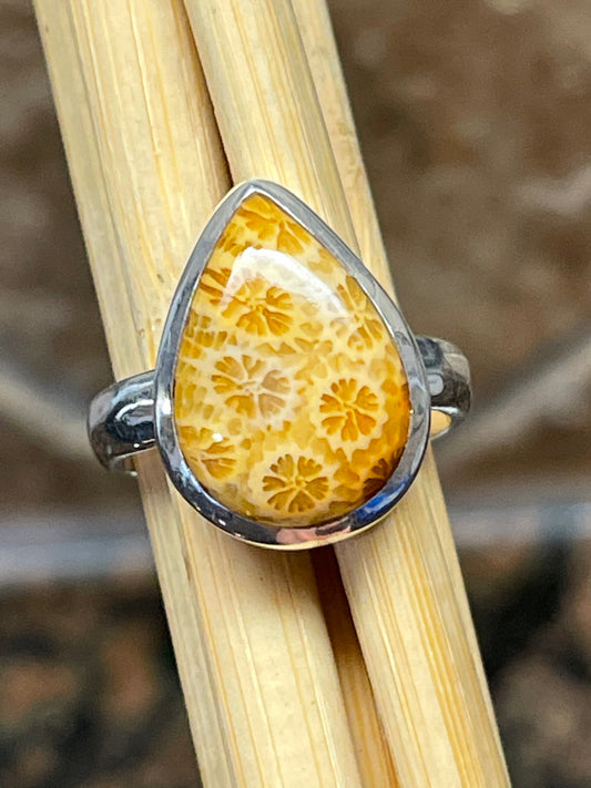 Natural Indonesian Fossil Coral Ring Size 7 - Natural Rocks by Kala