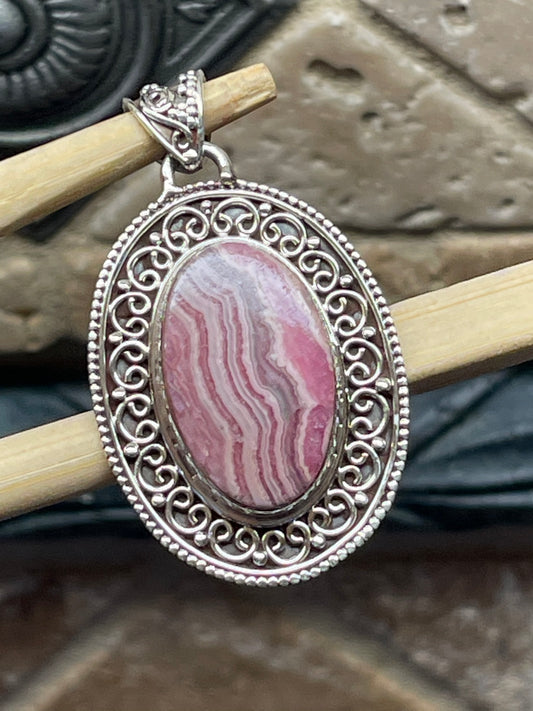 Natural Pink Rhodocrosite Pendant Necklace - Natural Rocks by Kala
