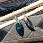 Natural Malachite in Azurite 925 Sterling Silver Earrings 35mm - Natural Rocks by Kala