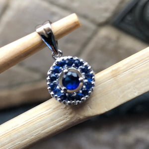 Genuine 1.5ct Blue Sapphire 925 Solid Sterling Silver Pendant 16mm - Natural Rocks by Kala