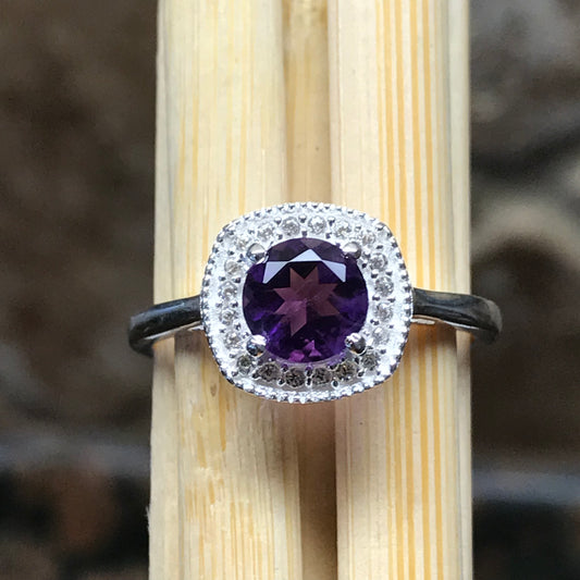 Natural 1ct Purple Amethyst 925 Solid Sterling Silver Engagement Ring Size 6, 7, 8, 9 - Natural Rocks by Kala