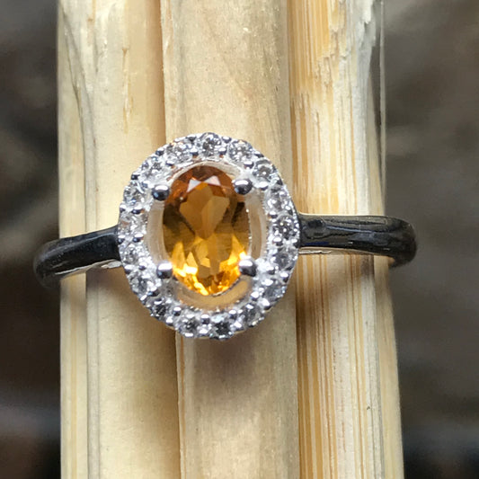 Natural 1ct Golden Citrine 925 Solid Sterling Silver Engagement Ring Size 6, 7, 8, 9 - Natural Rocks by Kala