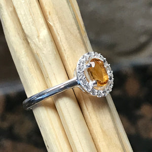 Natural 1ct Golden Citrine 925 Solid Sterling Silver Engagement Ring Size 6, 7, 8, 9 - Natural Rocks by Kala