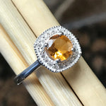 Natural 1ct Golden Citrine 925 Solid Sterling Silver Engagement Ring Size 6, 7, 8, 9 - Natural Rocks by Kala