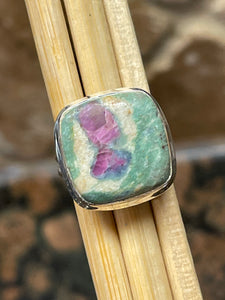 Natural Ruby in Fuchsite 925 Solid Sterling Silver Ring Size 5 - Natural Rocks by Kala