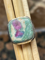 Natural Ruby in Fuchsite 925 Solid Sterling Silver Ring Size 5 - Natural Rocks by Kala