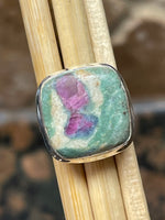 Natural Ruby in Fuchsite 925 Solid Sterling Silver Ring Size 5 - Natural Rocks by Kala