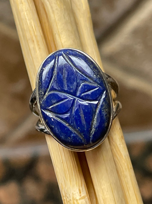 Natural Blue Lapis Lazuli 925 Solid Sterling Silver Ring Size 7.25 - Natural Rocks by Kala