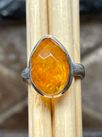 Baltic Amber 925 Solid Sterling Silver Ring Size 67.5 - Natural Rocks by Kala