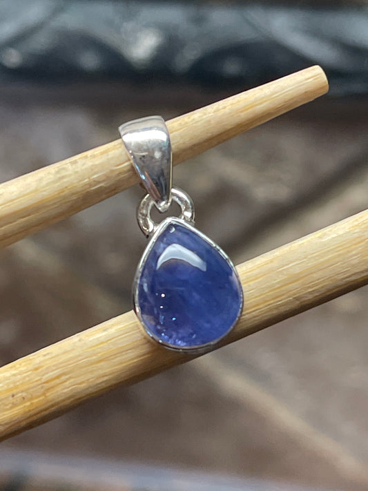 Natural Cabochan Tanzanite 925 Solid Sterling Silver Pendant 18mm - Natural Rocks by Kala