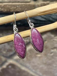 Natural Ruby 925 Solid Sterling Silver Earrings 40mm - Natural Rocks by Kala