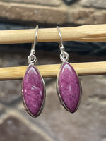 Natural Ruby 925 Solid Sterling Silver Earrings 40mm - Natural Rocks by Kala