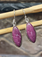 Natural Ruby 925 Solid Sterling Silver Earrings 40mm - Natural Rocks by Kala