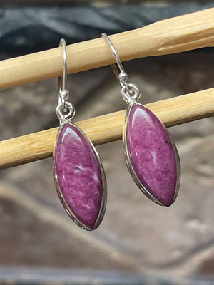 Natural Ruby 925 Solid Sterling Silver Earrings 40mm - Natural Rocks by Kala
