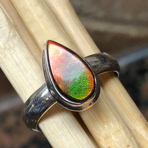 Natural Canadian Ammolite 925 Solid Sterling Silver Engagement Ring Size 8 - Natural Rocks by Kala