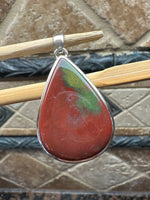Natural Bloodstone 925 Solid Sterling Silver Pendant 45mm