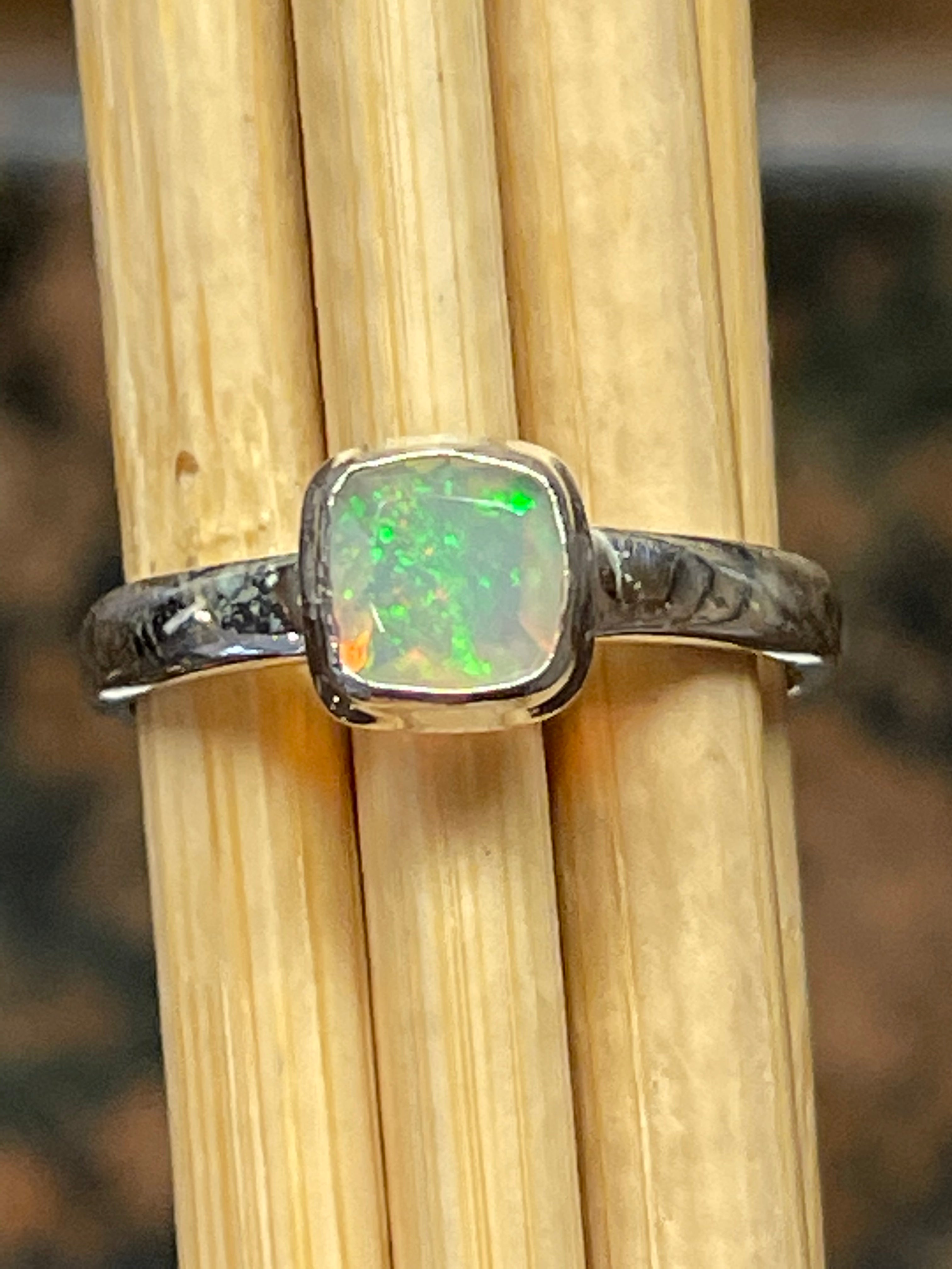 Natural Ethiopian Opal 925 Solid Sterling Silver Engagement Ring Size 7.75 - Natural Rocks by Kala