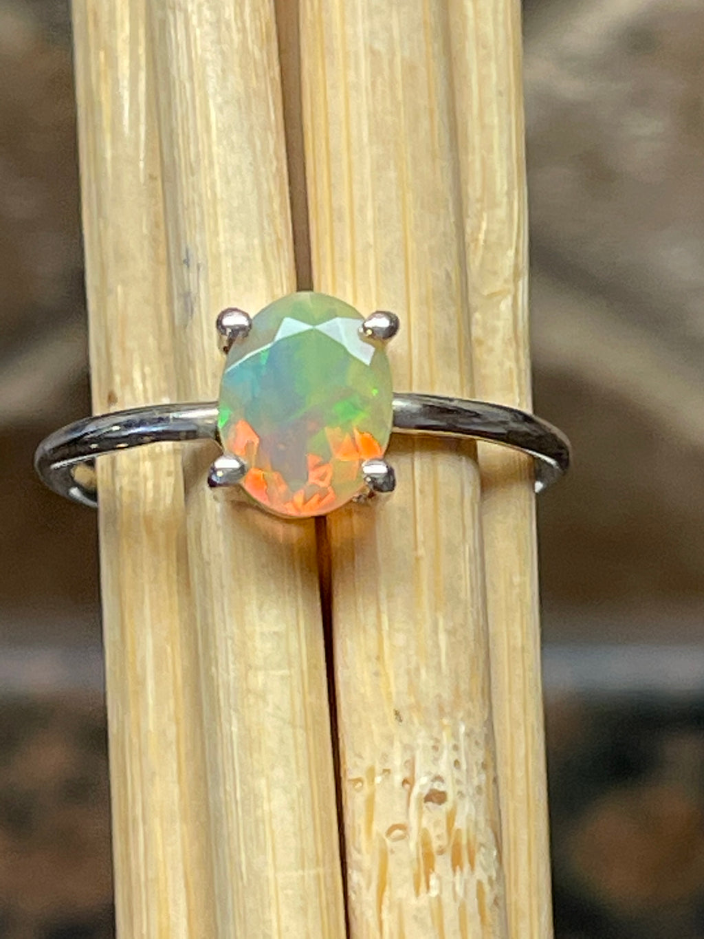 Natural Ethiopian Opal 925 Solid Sterling Silver Engagement Ring Size 8 - Natural Rocks by Kala