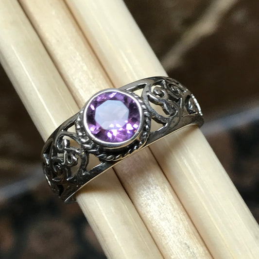 Natural 1ct Purple Amethyst 925 Solid Sterling Silver Engagement Ring Size 7, 8, 9 - Natural Rocks by Kala