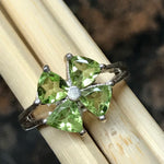 Natural 4ct Green Peridot 925 Solid Sterling Silver Ring Size 6, 7, 8, 9 - Natural Rocks by Kala