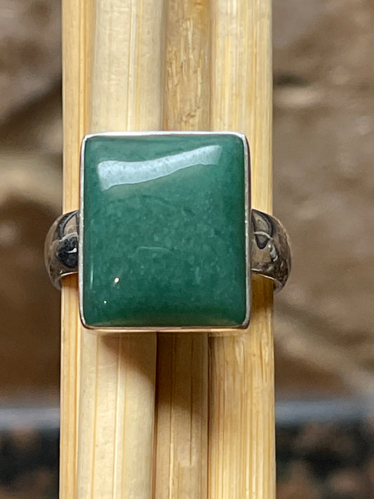 Natural Green Aventurine Jade 925 Solid Sterling Silver Ring Size 8 - Natural Rocks by Kala