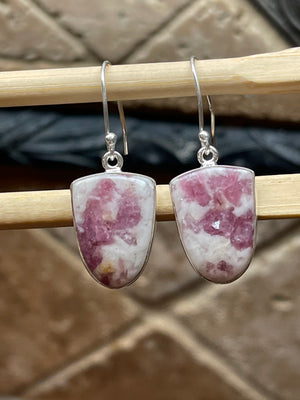 Natural Pink Tourmaline 925 Solid Sterling Silver Earrings 35mm - Natural Rocks by Kala