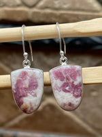 Natural Pink Tourmaline 925 Solid Sterling Silver Earrings 35mm - Natural Rocks by Kala