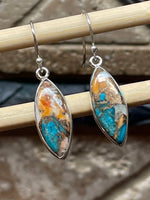 Gorgeous Spiny Oyster Arizona Turquoise 925 Solid Sterling Silver Earrings 35mm - Natural Rocks by Kala