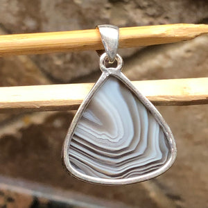 Genuine Botswana Agate 925 Solid Sterling Silver Pendant 40mm - Natural Rocks by Kala