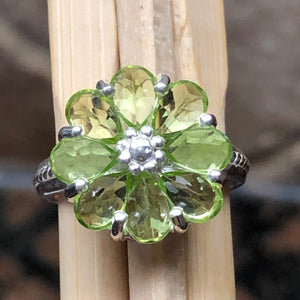 Genuine 6ct Green Peridot 925 Solid Sterling Silver Ring Size 6, 7, 8, 9 - Natural Rocks by Kala