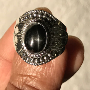 Genuine Black Star Diopside 925 Solid Sterling Silver Ring Size 5.5, 7.5, 7.75 - Natural Rocks by Kala