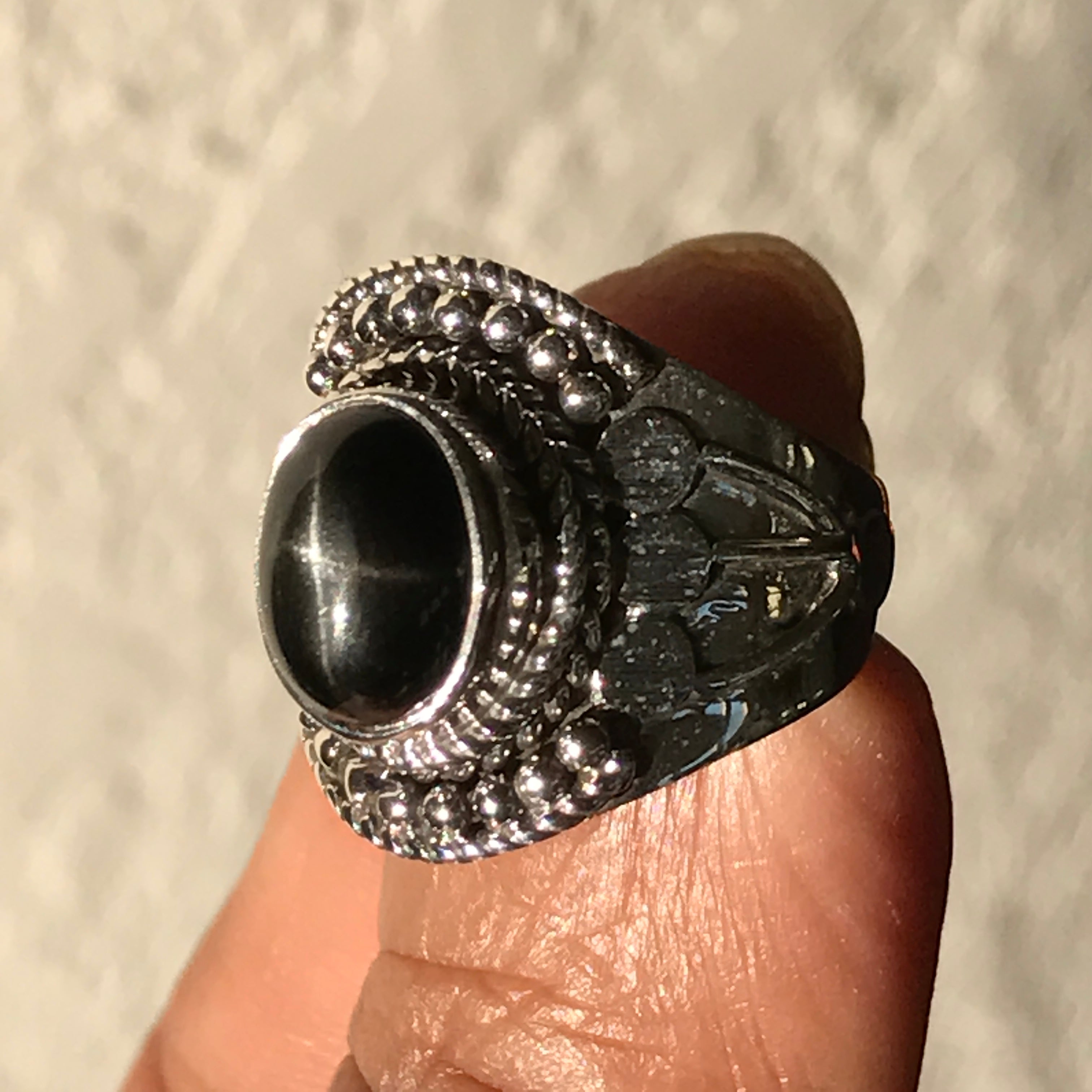 Genuine Black Star Diopside 925 Solid Sterling Silver Ring Size 5.5, 7.5, 7.75 - Natural Rocks by Kala