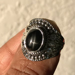Genuine Black Star Diopside 925 Solid Sterling Silver Ring Size 5.5, 7.5, 7.75 - Natural Rocks by Kala