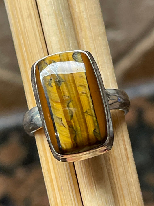 Genuine Red Tiger Iron 925 Sterling Silver Tigers Eye, Jasper Ring Size 8 - Natural Rocks by Kala