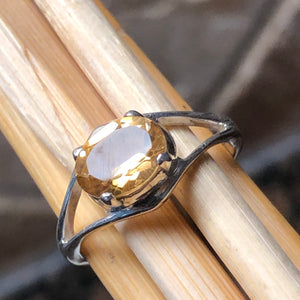 Genuine 1.25ct Golden Citrine 925 Solid Sterling Silver Ring Size 6, 7, 8, 9 - Natural Rocks by Kala