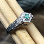 Natural Green Emerald 925 Solid Sterling Silver Engagement Ring Size 6, 7, 8, 9 - Natural Rocks by Kala