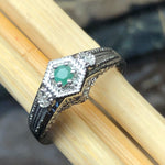 Natural Green Emerald 925 Solid Sterling Silver Engagement Ring Size 6, 7, 8, 9 - Natural Rocks by Kala