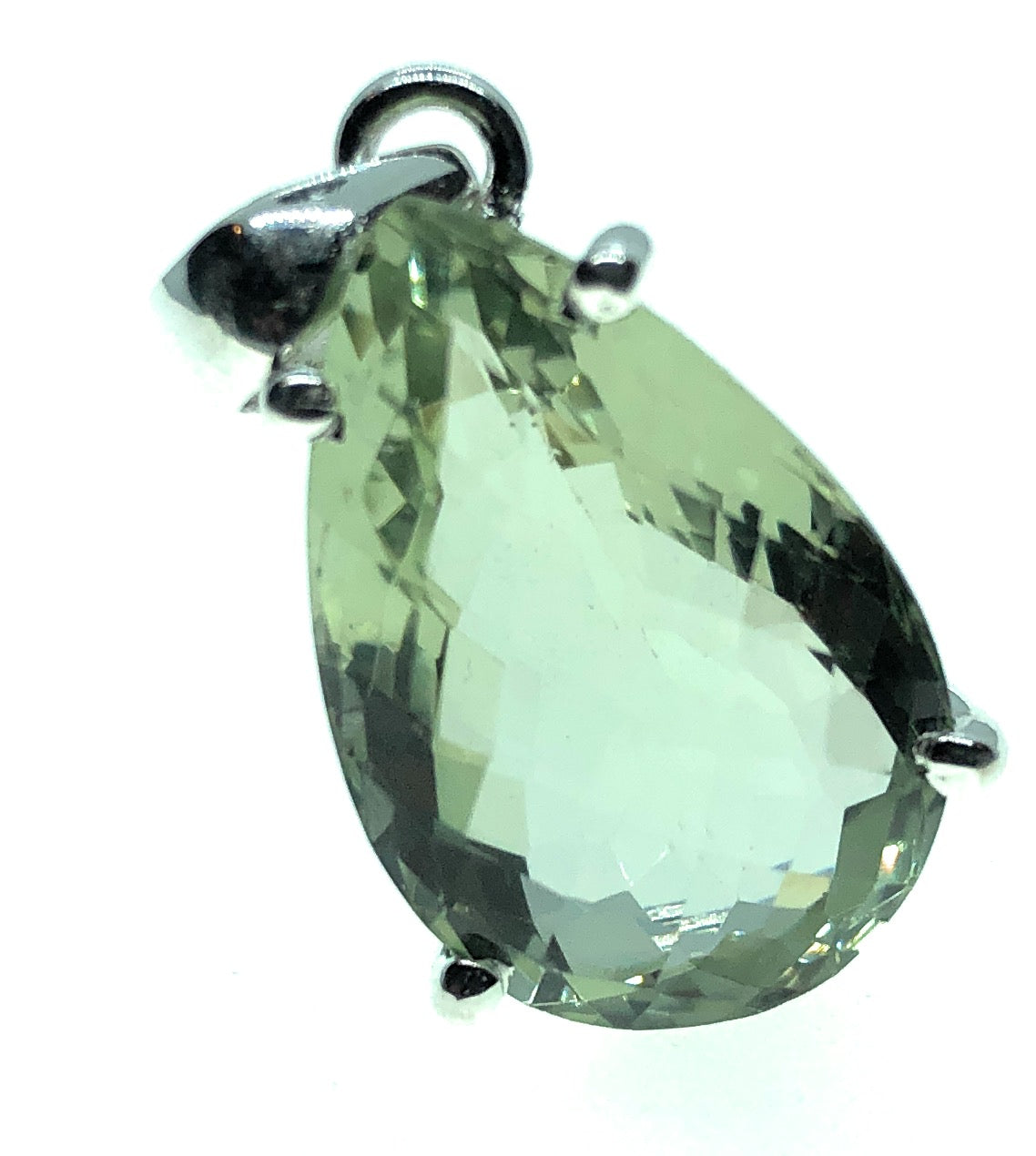 Natural 14ct Green Amethyst 925 Solid Sterling Silver Pendant 25mm - Natural Rocks by Kala