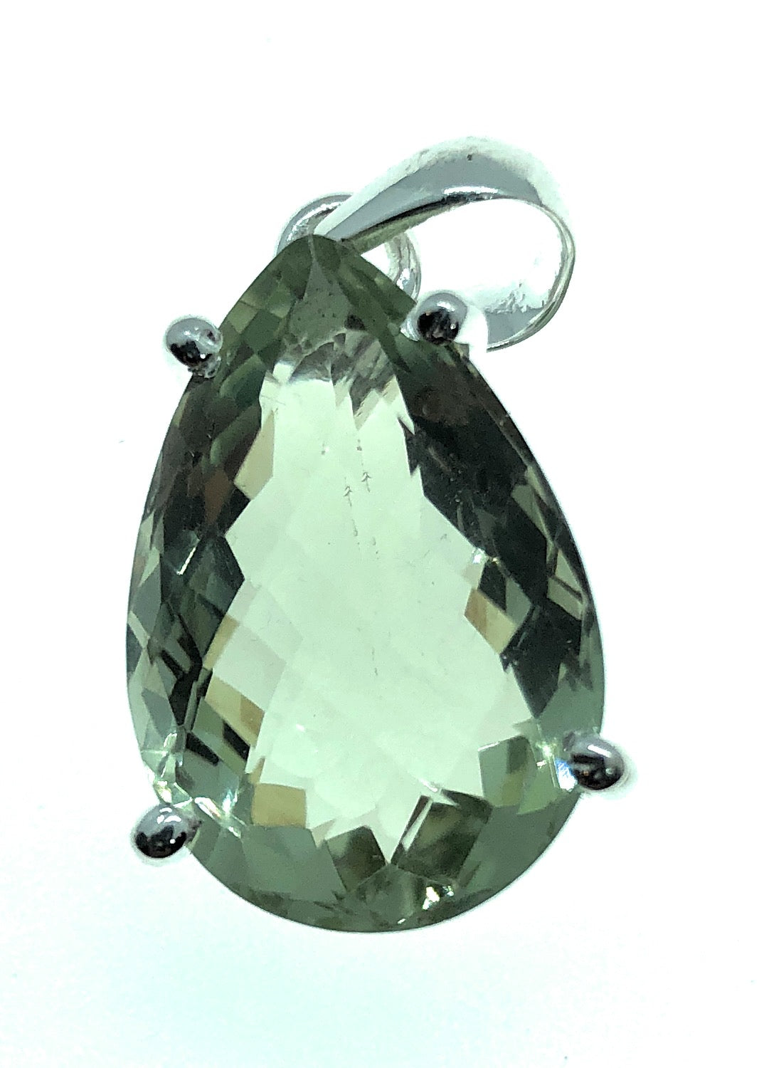 Natural 14ct Green Amethyst 925 Solid Sterling Silver Pendant 25mm - Natural Rocks by Kala