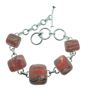 Natural Pink Rhodocrosite 925 Solid Sterling Silver Bracelets 7 1/2 inches - Natural Rocks by Kala