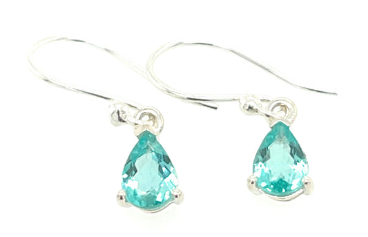 Genuine Neon Blue Apatite 925 Solid Sterling Silver Earrings 20mm - Natural Rocks by Kala