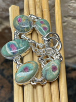 Natural Ruby in Fuchsite 925 Solid Sterling Silver Bracelets 7" - Natural Rocks by Kala
