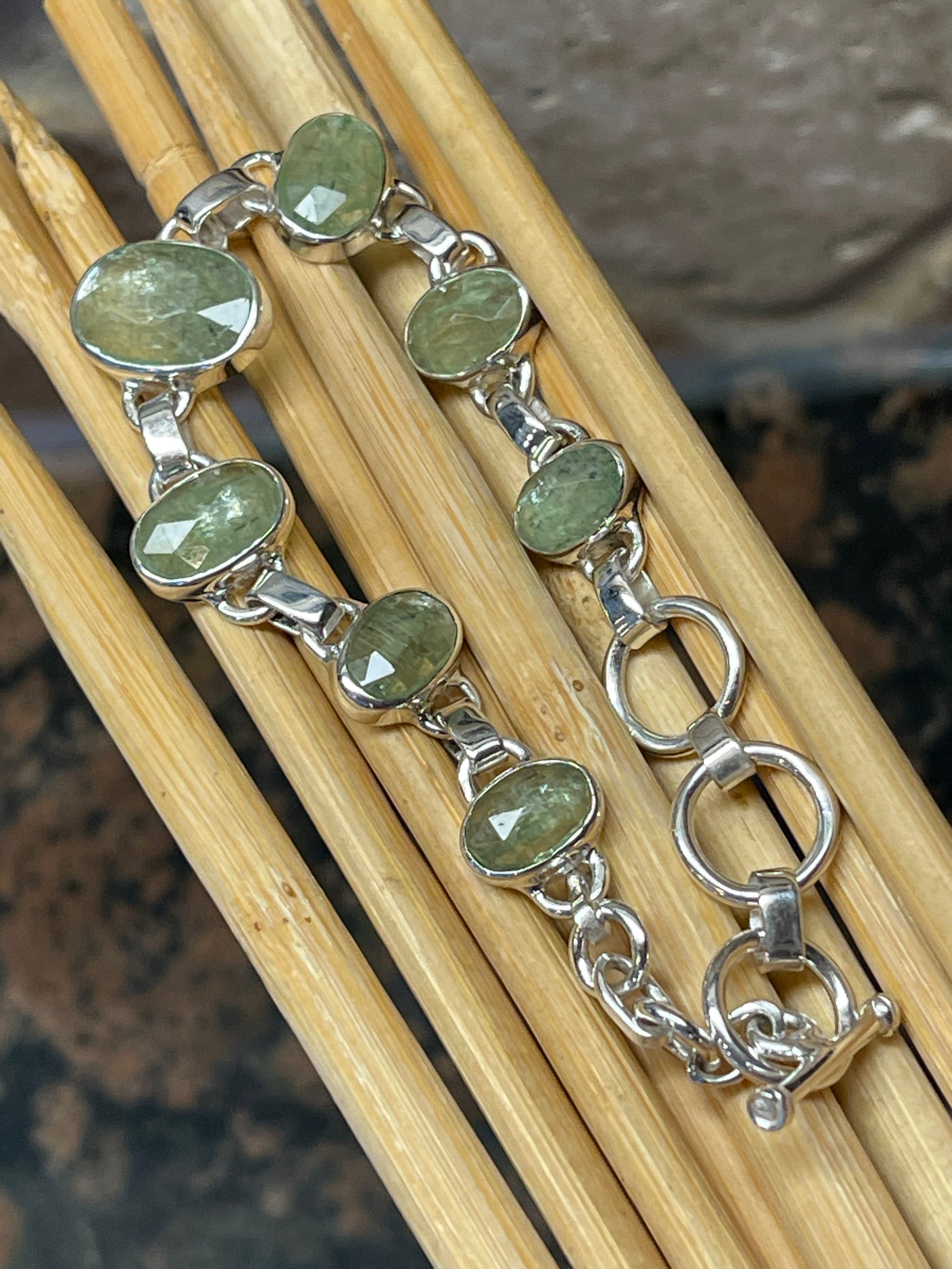 Natural Green Kyanite 925 Solid Sterling Silver Bracelets 7" - Natural Rocks by Kala
